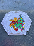 1513 - White Winnie the Pooh & Piglet Christmas Tree Lights Crewneck - XL