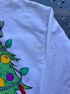1513 - White Winnie the Pooh & Piglet Christmas Tree Lights Crewneck - XL