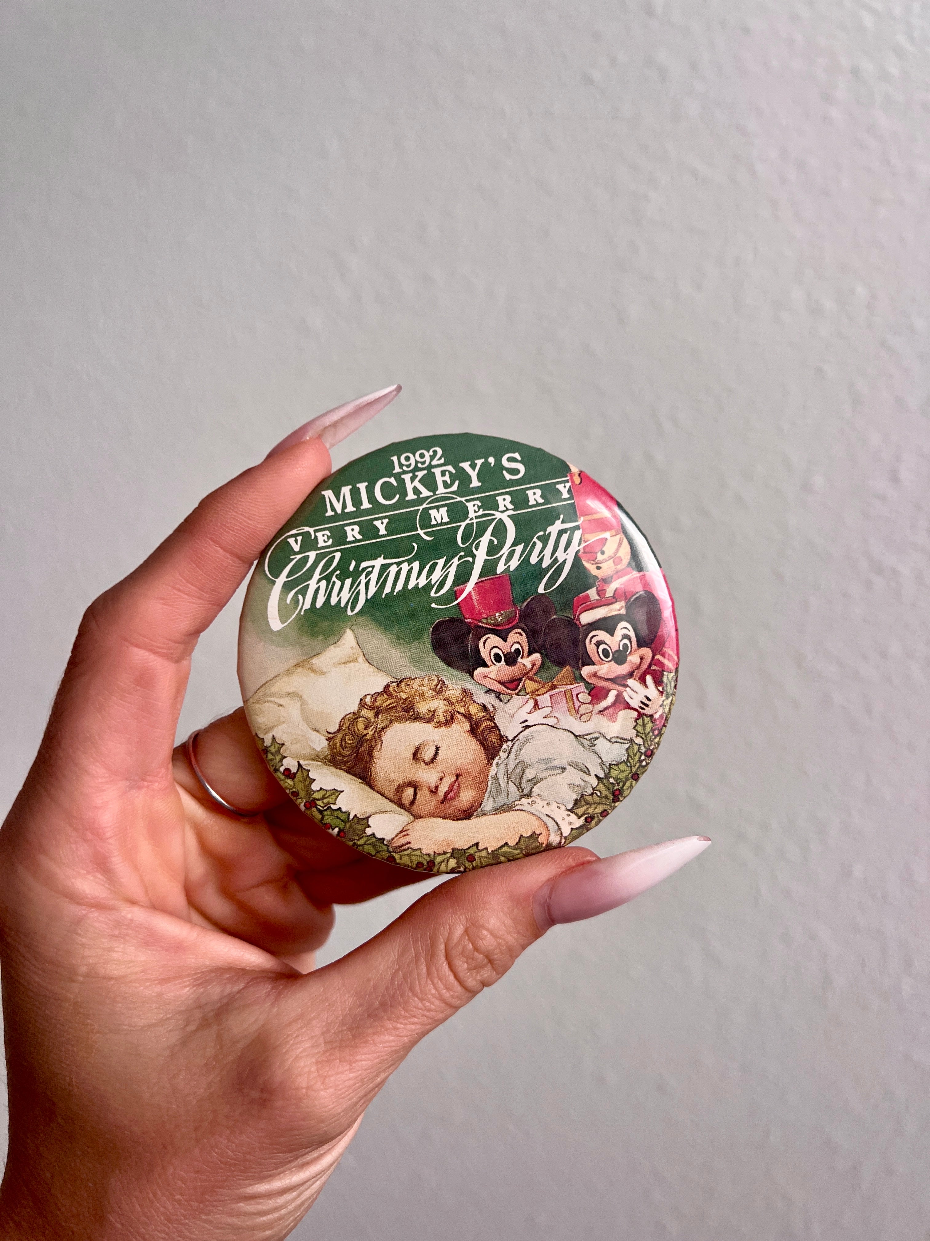 1992 Mickey's Very Merry Christmas Party Button