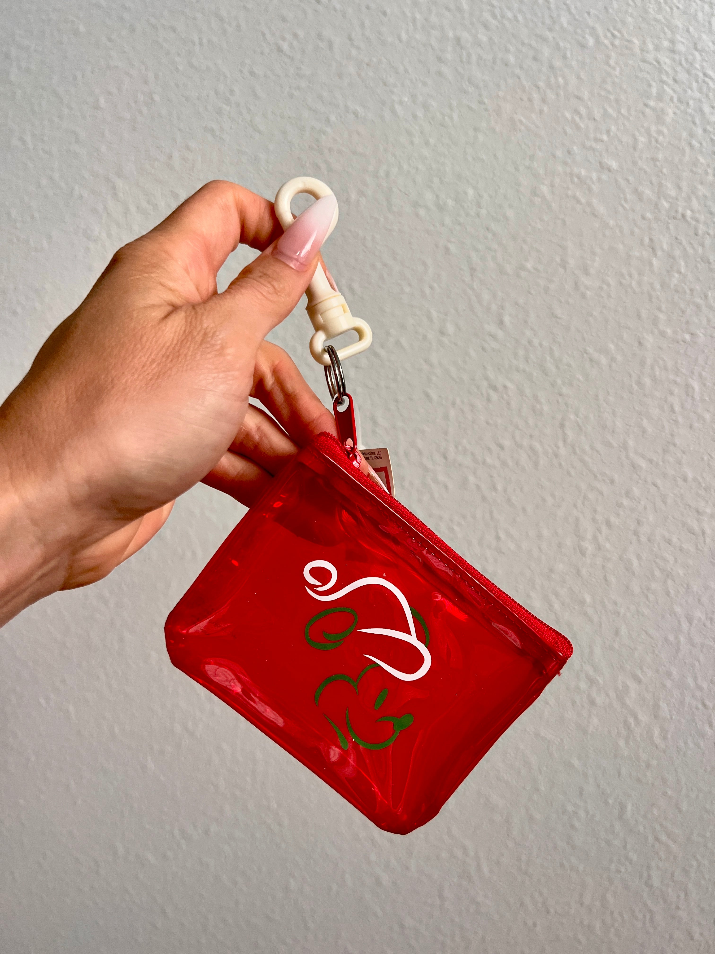 NWT Santa Mickey Red Zip Up Keychain Pouch