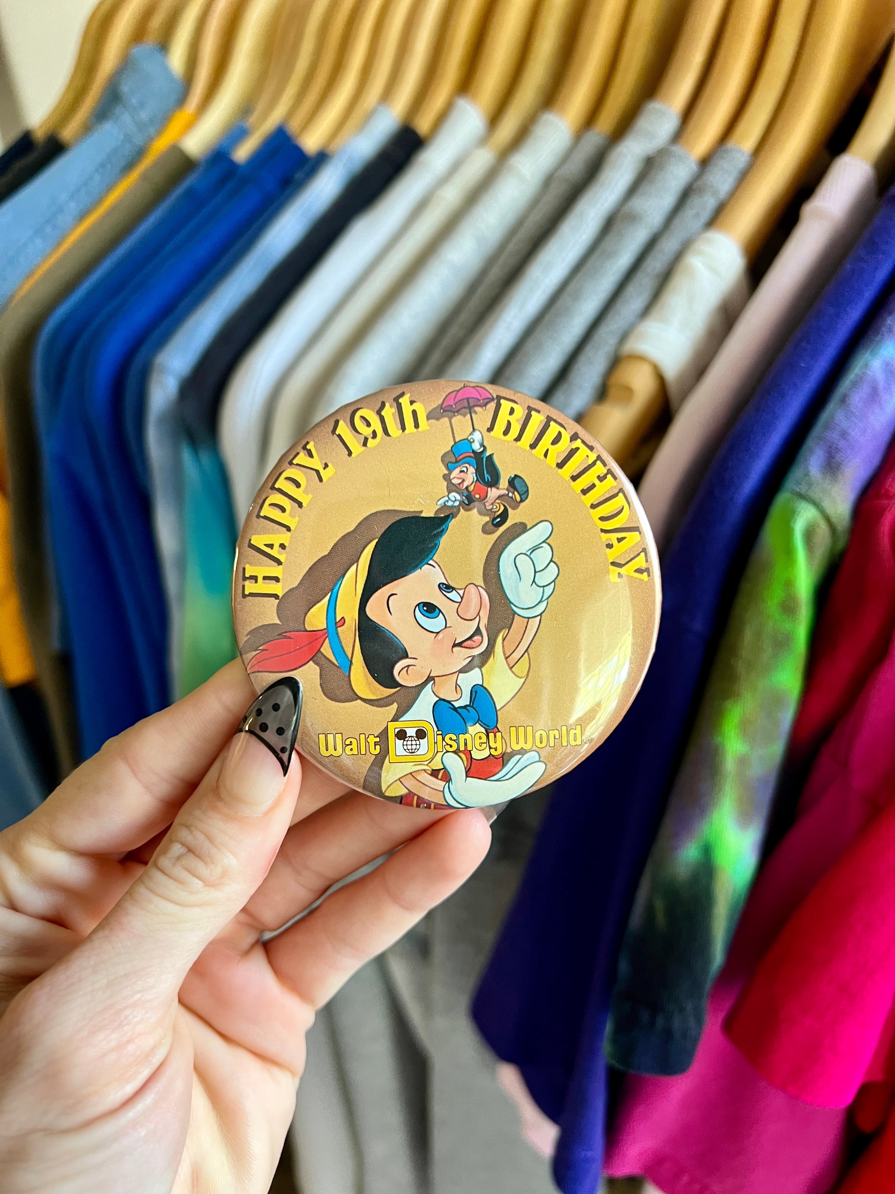 Happy 19th Birthday Pinocchio Button