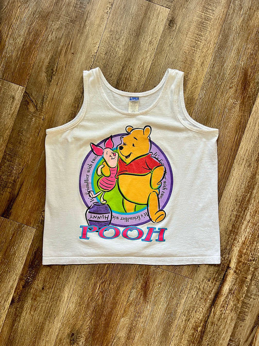 848 - White WTP & Piglet Standing on Hunny Pot Tank Top - L