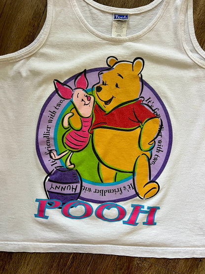 848 - White WTP & Piglet Standing on Hunny Pot Tank Top - L