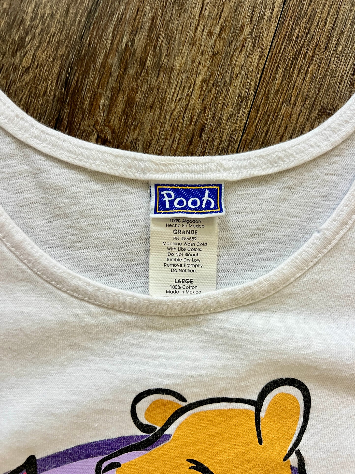 848 - White WTP & Piglet Standing on Hunny Pot Tank Top - L