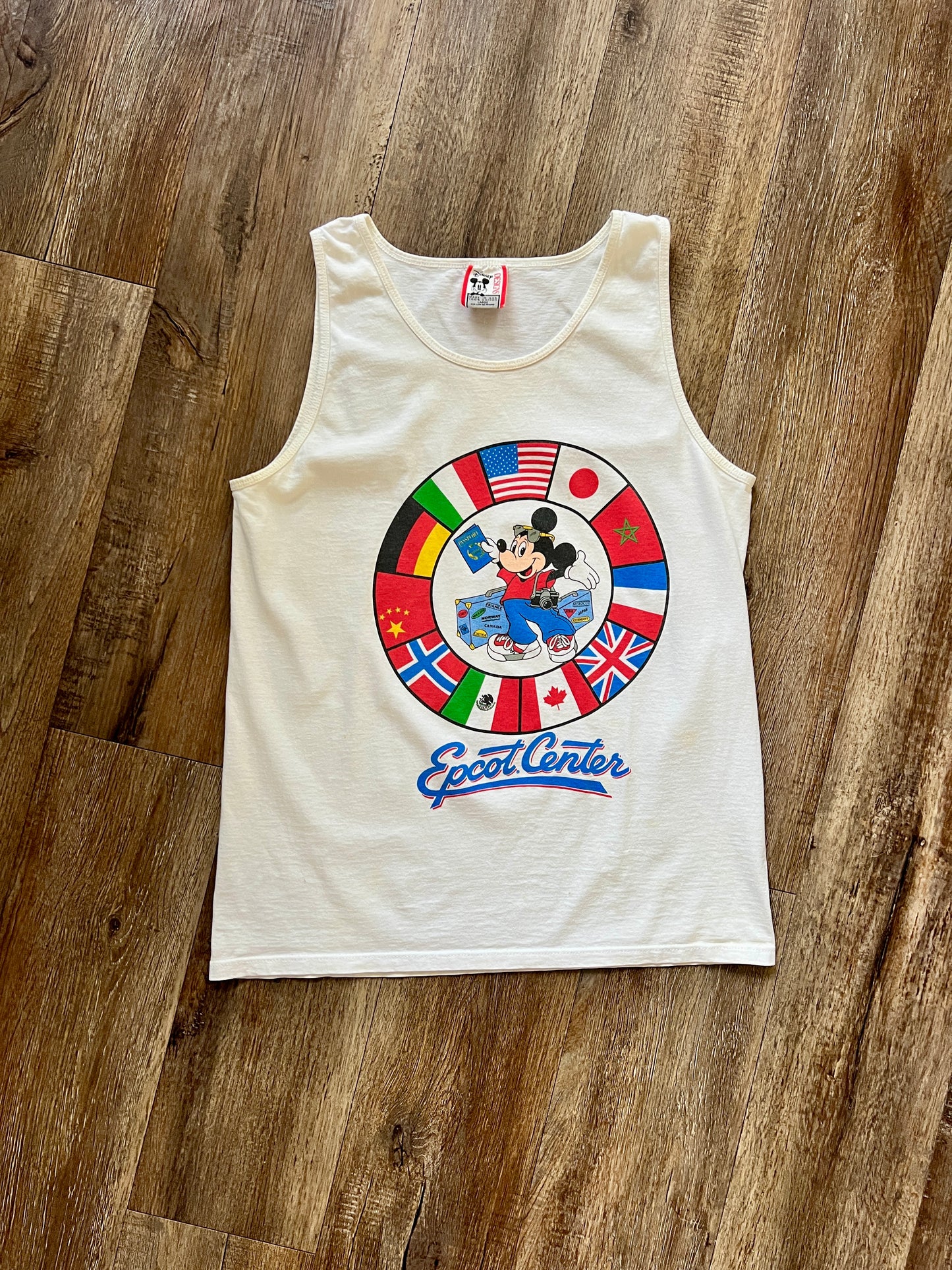 850 -White EPCOT Center Tourist Mickey Tank Top - L