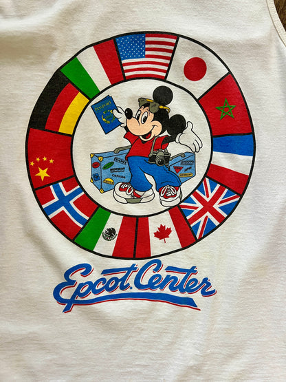 850 -White EPCOT Center Tourist Mickey Tank Top - L