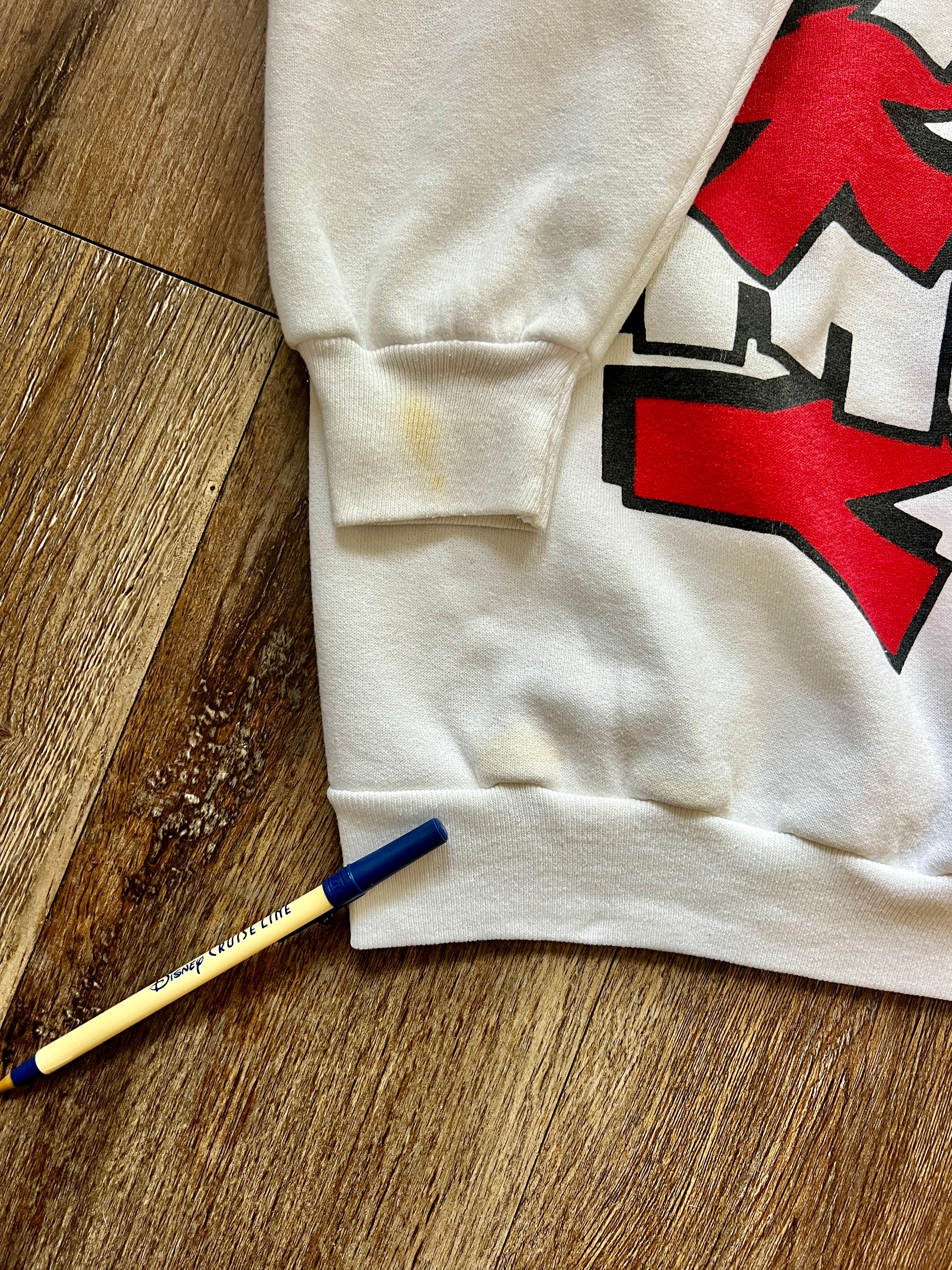 854 - White & Red Mickey Backwards Hit Crewneck - XL