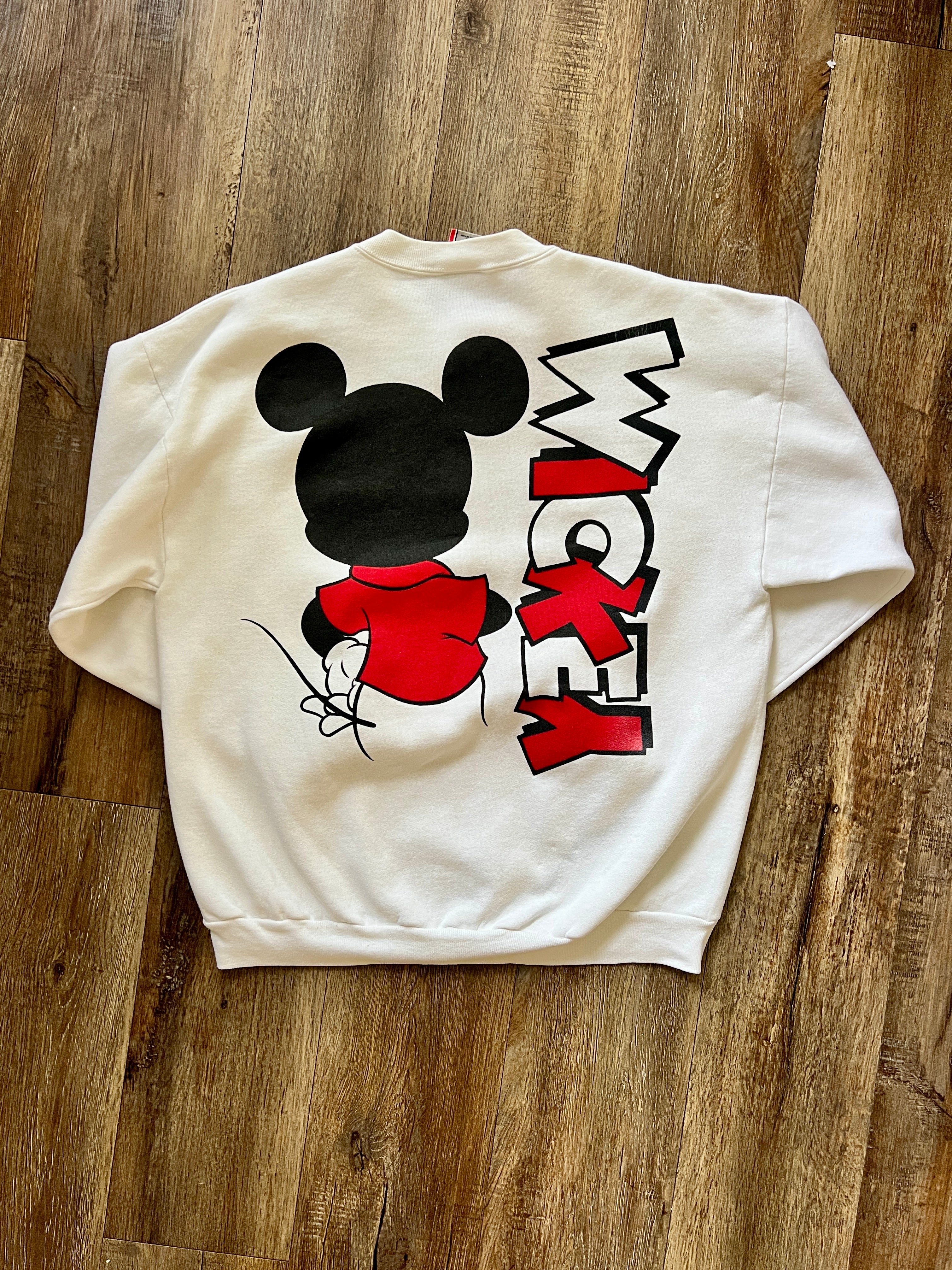 854 - White & Red Mickey Backwards Hit Crewneck - XL