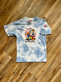 271 -Blue Tie-Dye Embroidered Genie, Goofy, Sorcerer Mickey WDW 25th Tee. - M