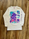 858 -White Striped 1994 WDW Marathon Inagural Race Long Sleeve - M