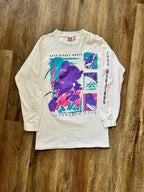 858 -White Striped 1994 WDW Marathon Inagural Race Long Sleeve - M