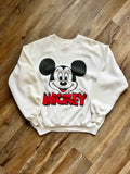 268 -White Mickey Face Red Mickey Text Crewneck - OSFA