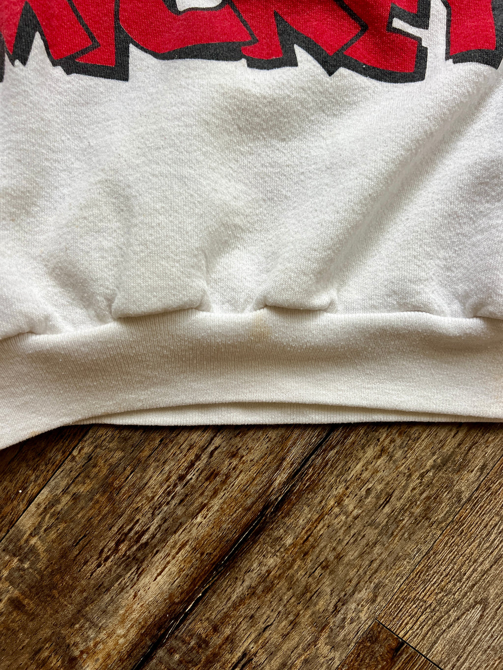 268 -White Mickey Face Red Mickey Text Crewneck - OSFA