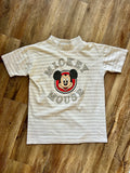 862 - White & Grey Striped Mickey Mouse Face Shirt - XL