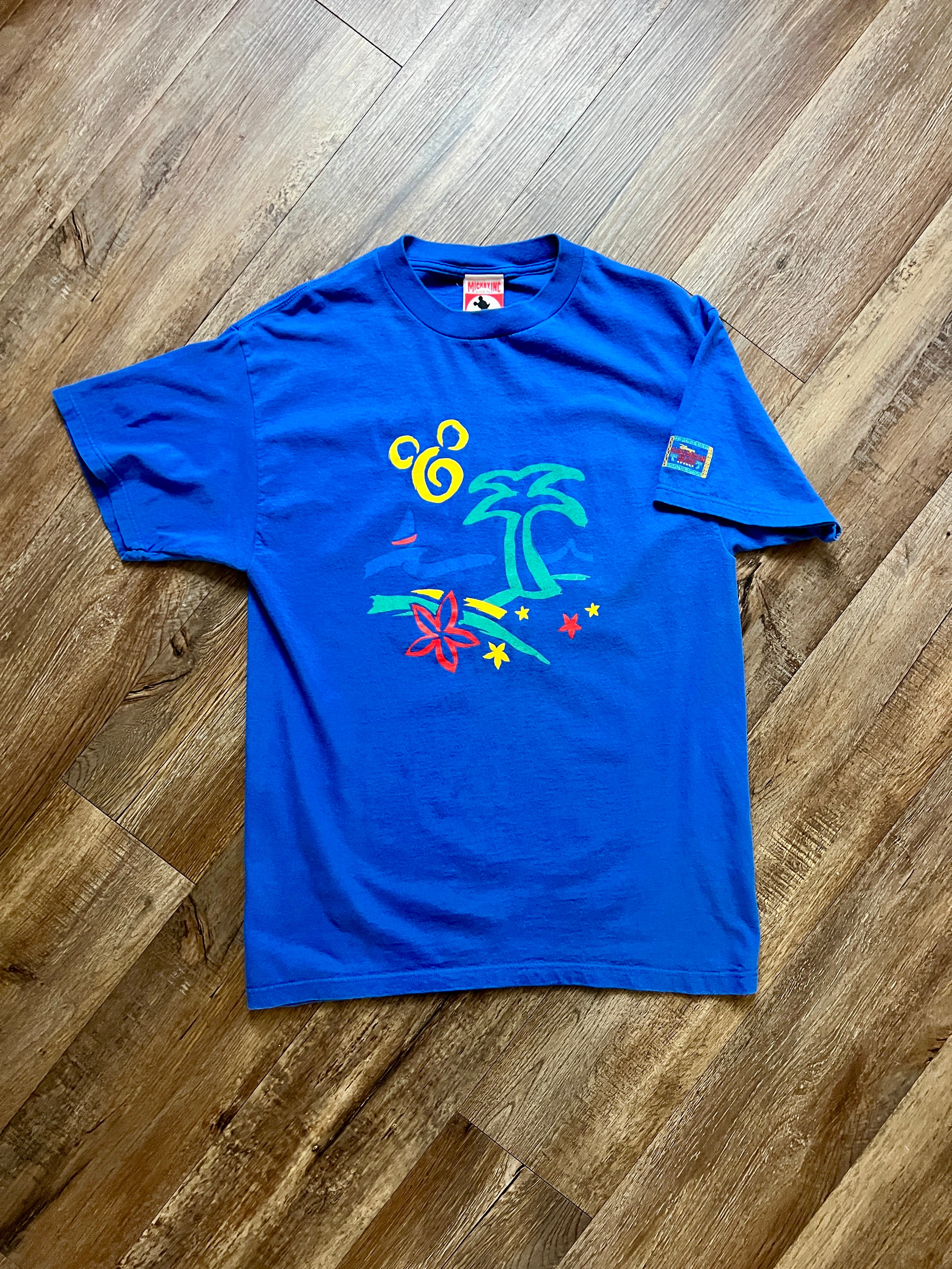 274 -Blue Caribbean Beach Mickey Sun Tee - L