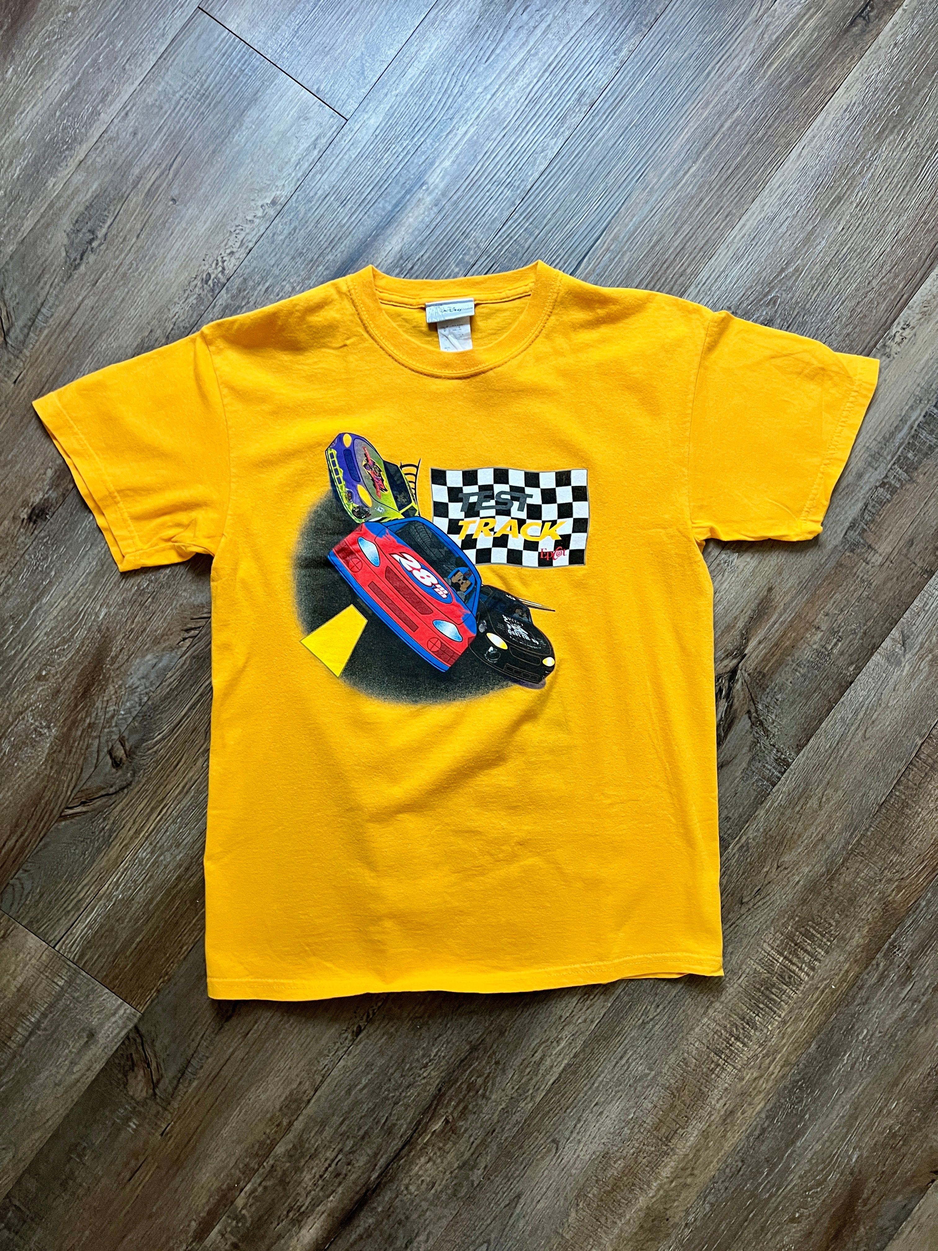 279 -Yellow Test Track Racing Mickey Tee - L
