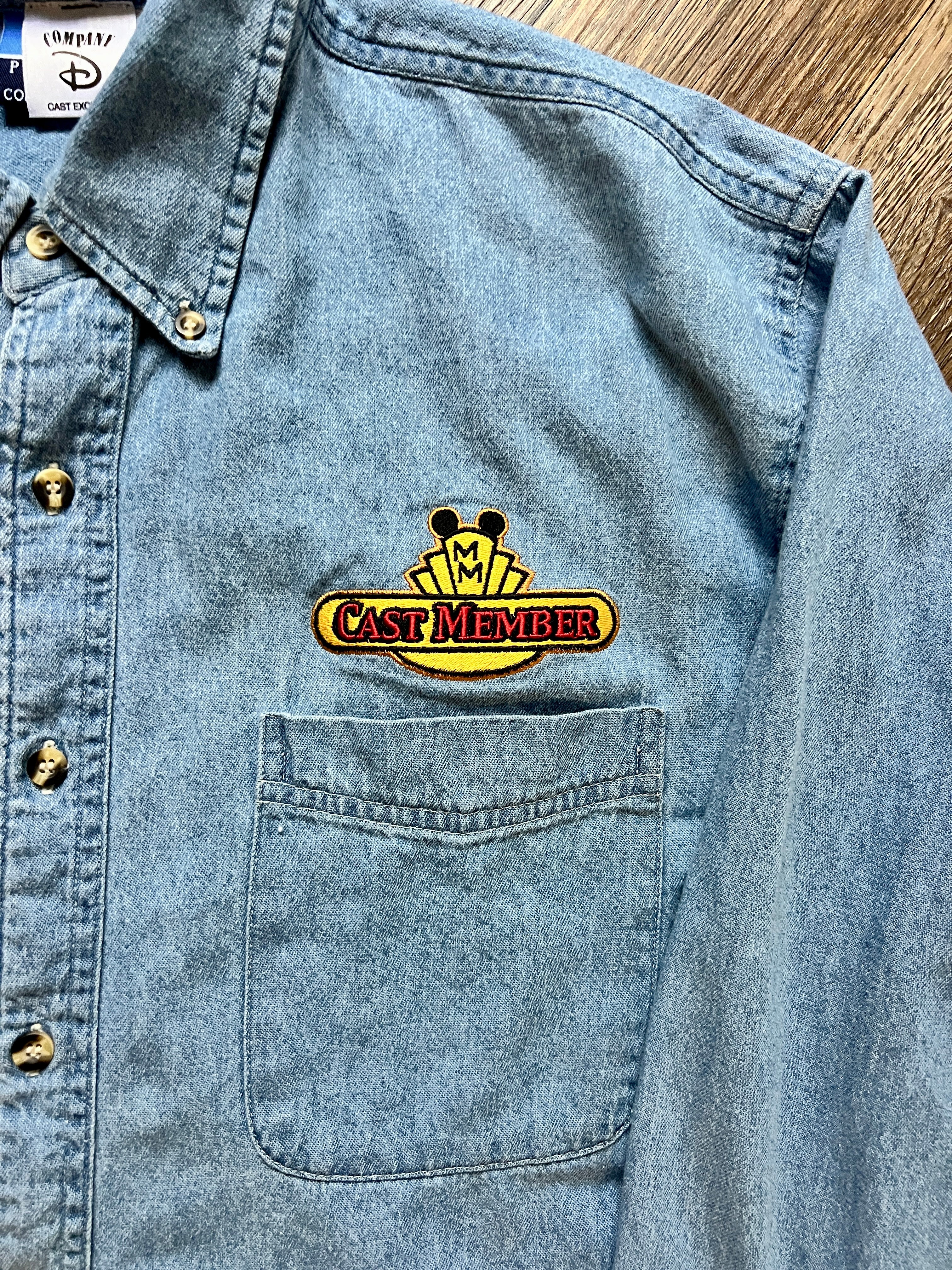 280 - Denim Embroidered MM Cast Member Button Down - L