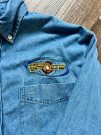 281 -Denim Embroidered Mission Space Button Down - M