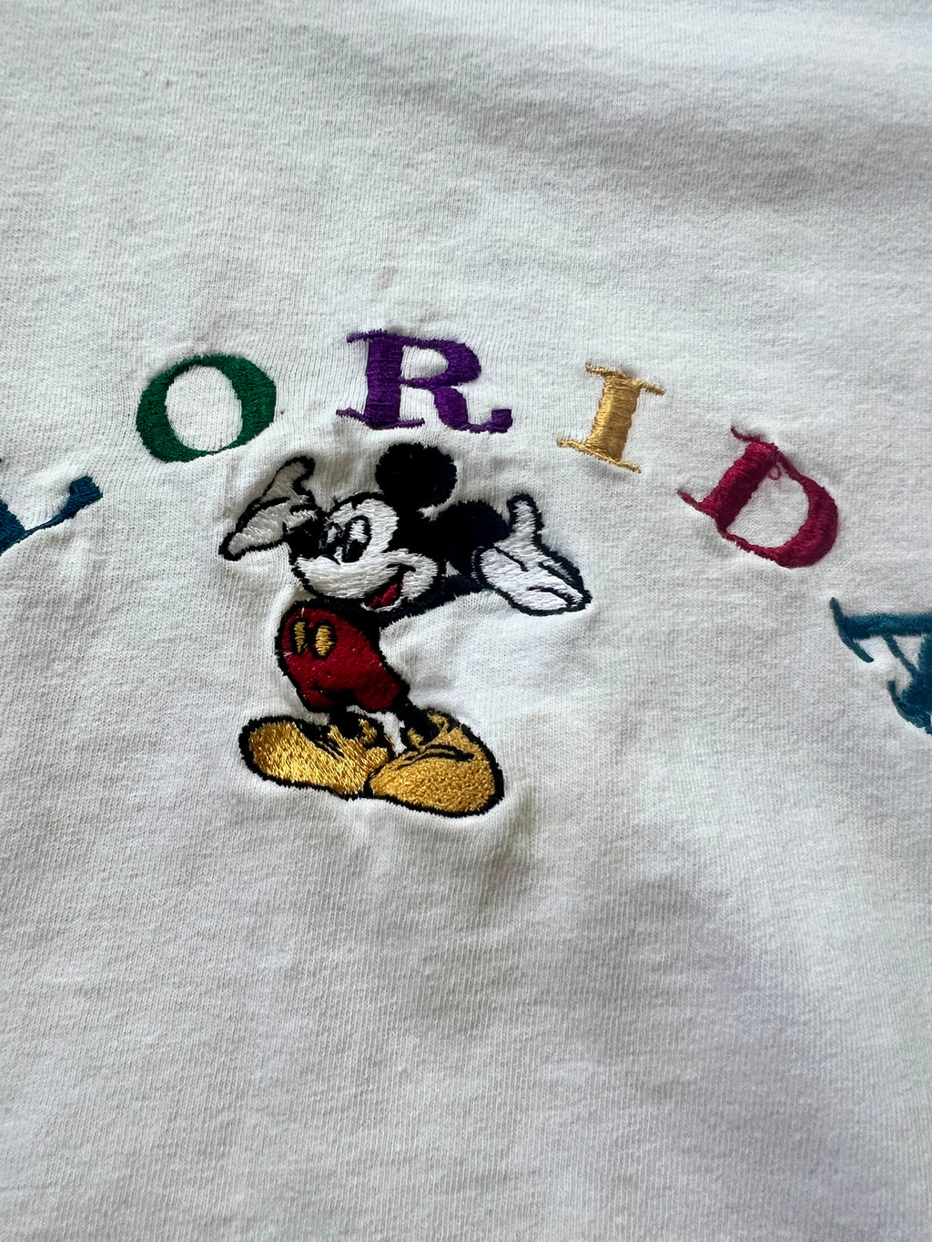 114 -White Embroidered Florida Mickey Tee