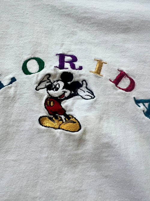 114 -White Embroidered Florida Mickey Tee