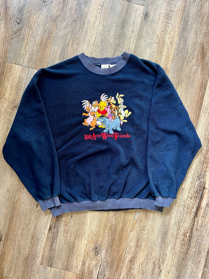 873 -Navy Sherpa 100 Acre Wood Friends Pullover - L