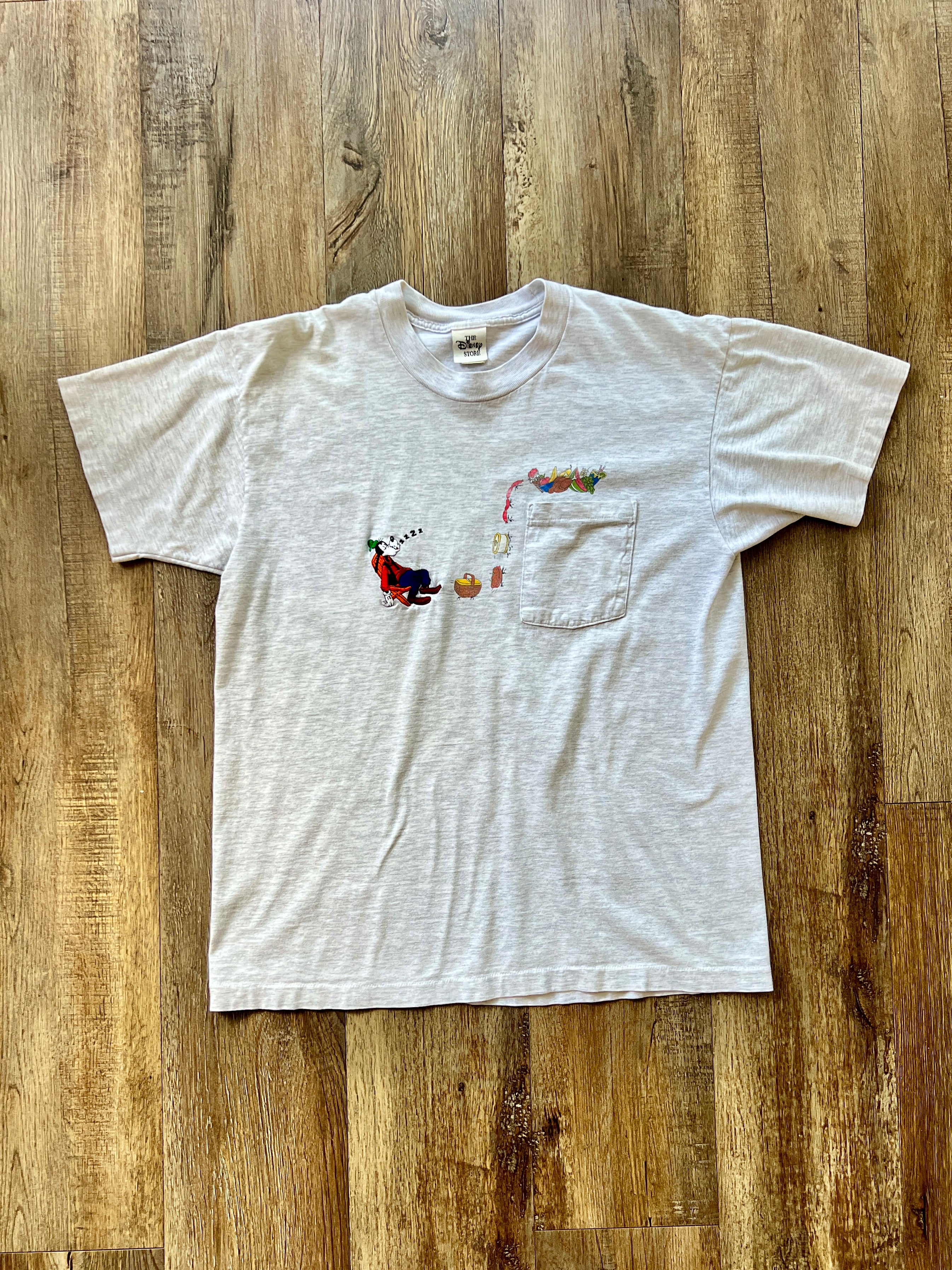 121 -Grey Embroidered Goofy Picnic Pocket Tee - L