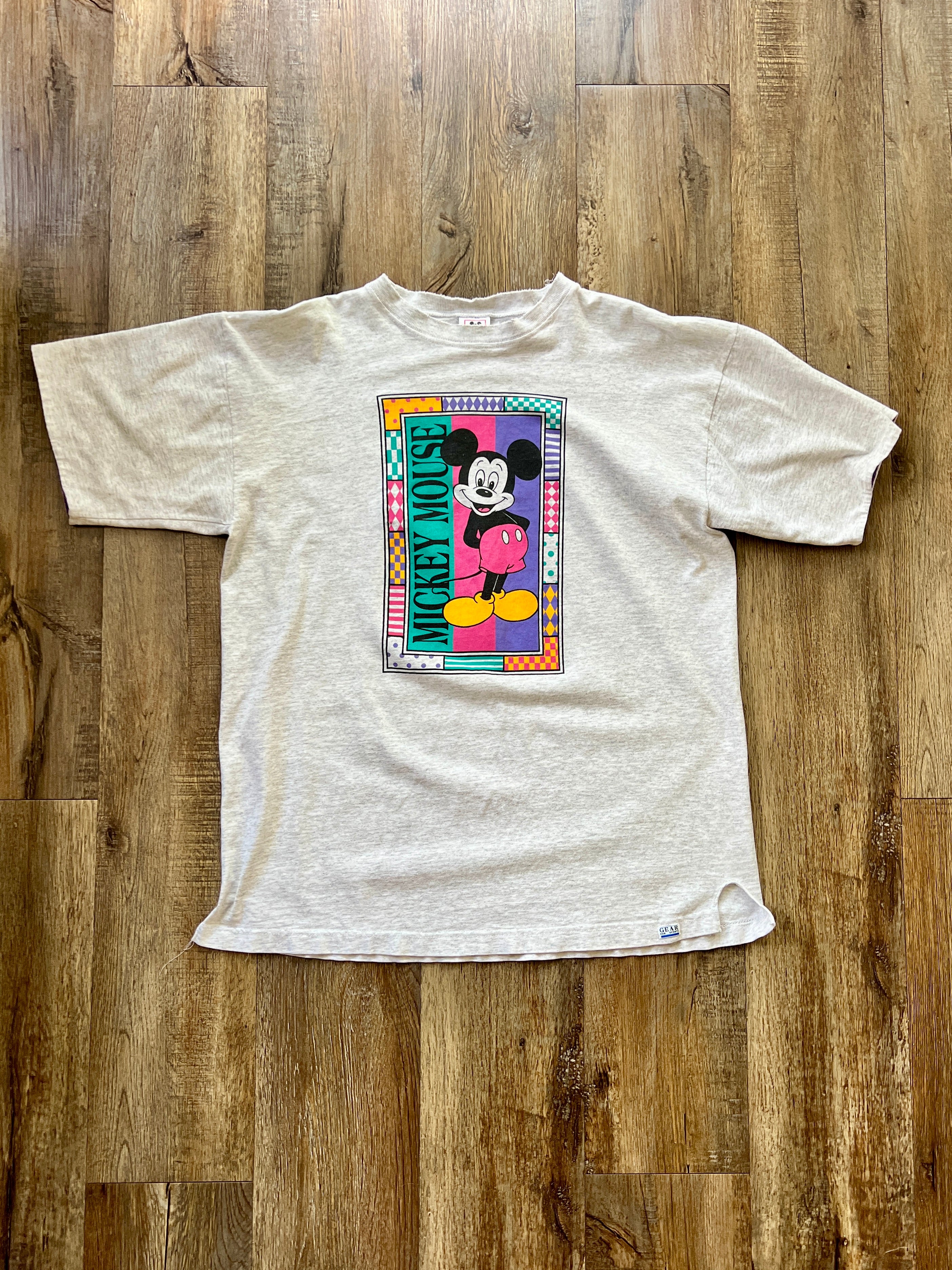 124 -Grey Geo 90s Mickey Wear Mickey Tee - XL