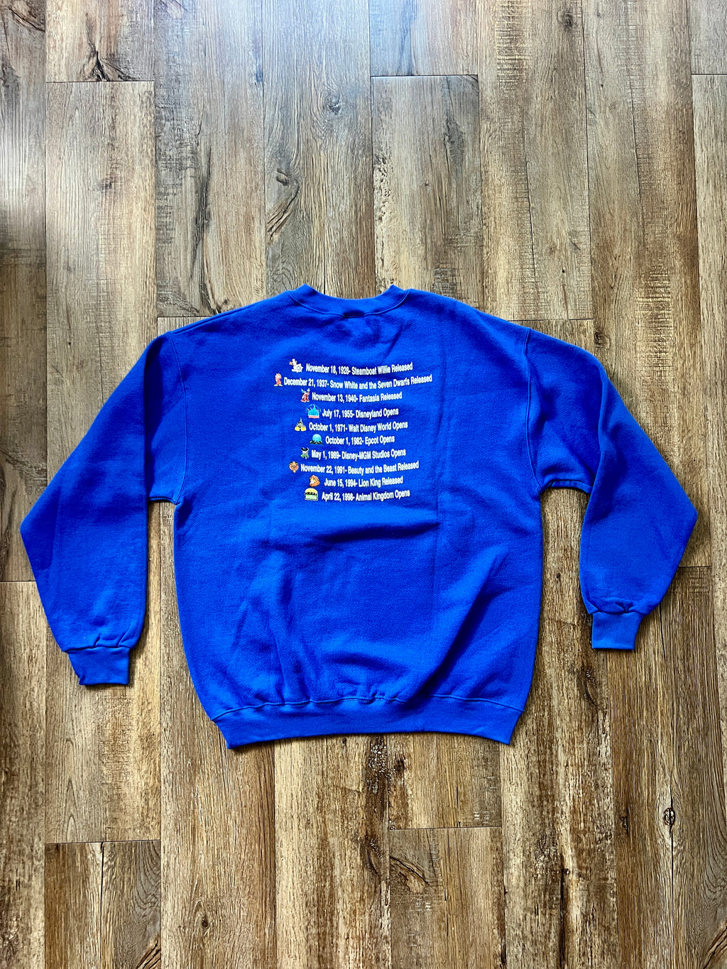 134 -Blue 100 Years of Magic WDW Opening Dates Crewneck - L