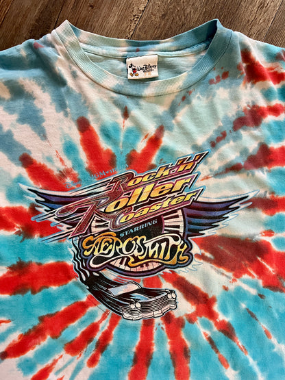 881 -Blue Tie-Dye Rockn' Roller Coaster Shirt - 2X
