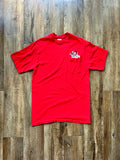 142 -Red Embroidered 3 Pups 101 Dalmatians Pocket Tee - L