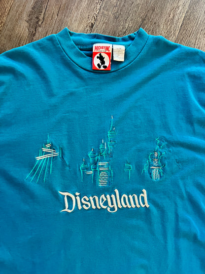 885 -Teal Embroidered Disneyland Icons Shirt - L/XL