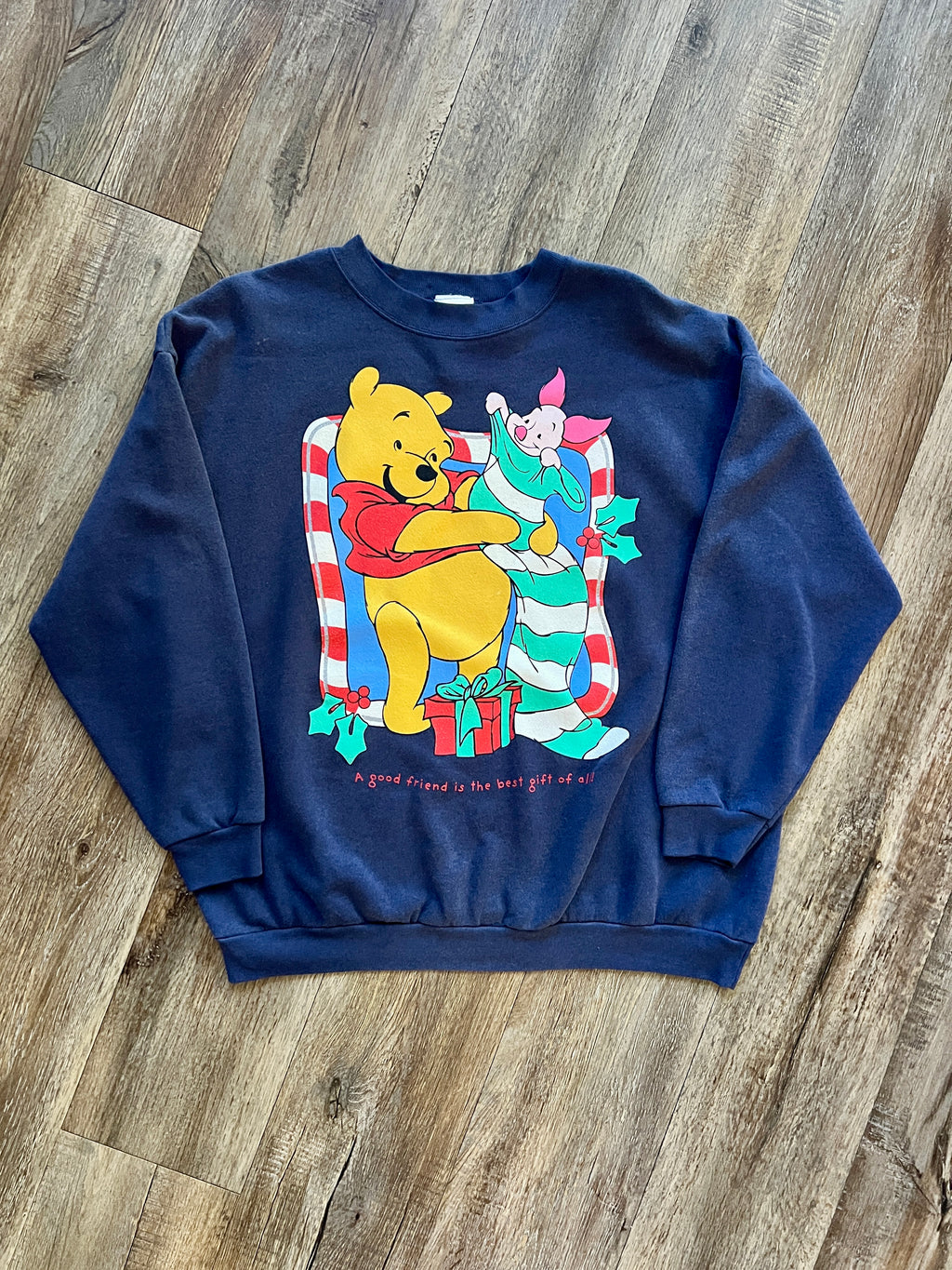 888 -Navy WTP & Piglet A Good Friend is the Best Gift of All Crewneck - L