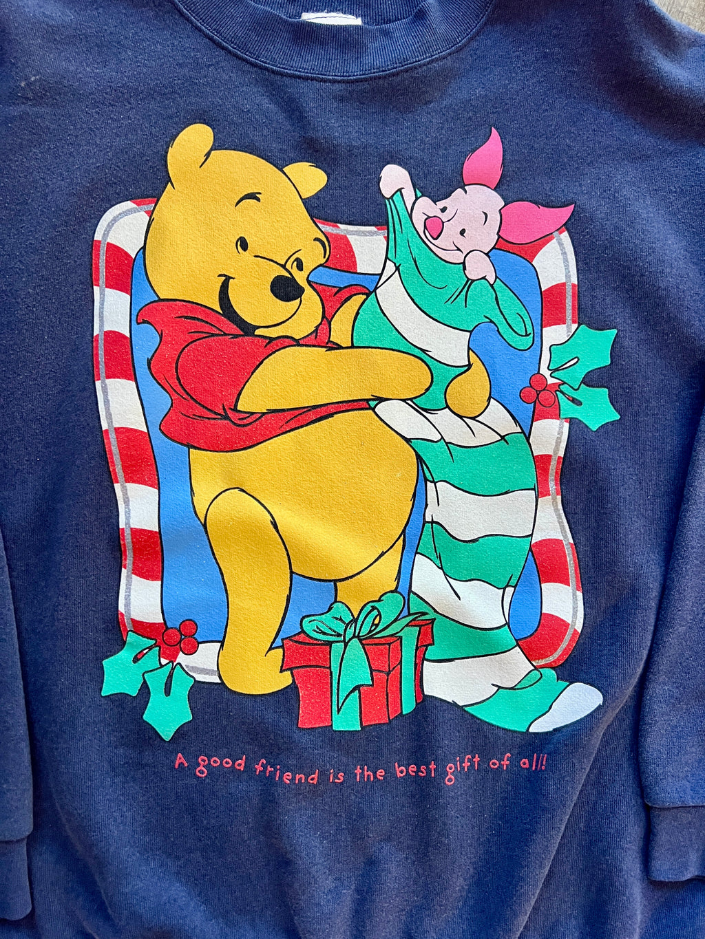888 -Navy WTP & Piglet A Good Friend is the Best Gift of All Crewneck - L