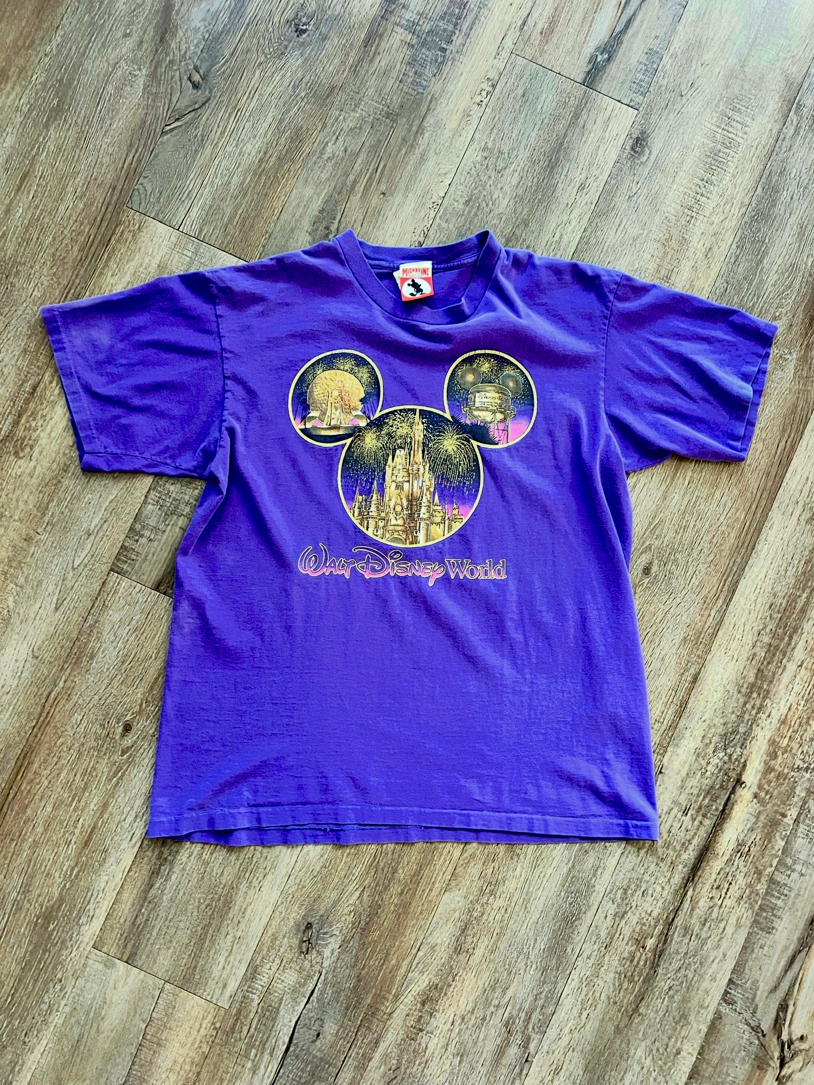 894 -Purple MGM, EPCOT, Magic Kingdom Gold Mickey Head Shirt - XL