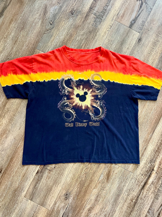 899 -Red, Yellow, & Black Tie-Dye Mickey Dragon Shirt - NT / 2X