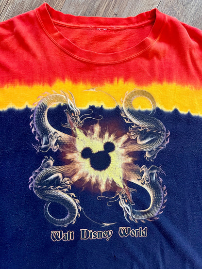 899 -Red, Yellow, & Black Tie-Dye Mickey Dragon Shirt - NT / 2X