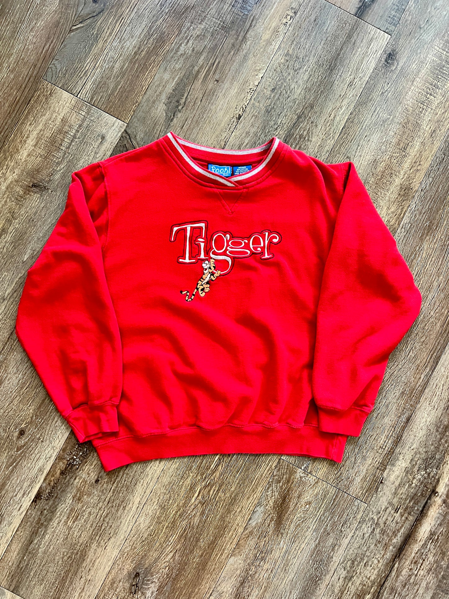 904 -KIDS Red Embroidered Tigger Crewneck - YM