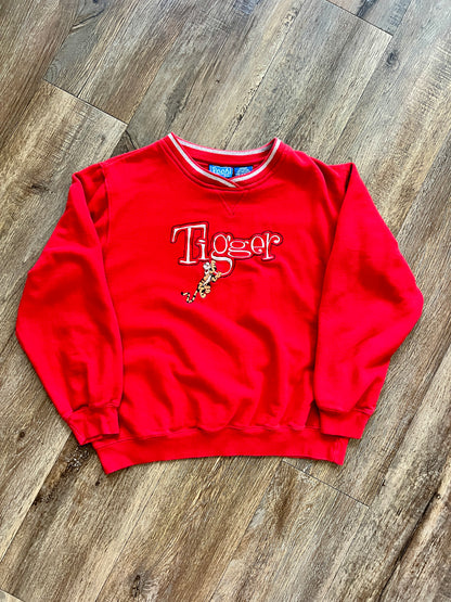904 -KIDS Red Embroidered Tigger Crewneck - YM
