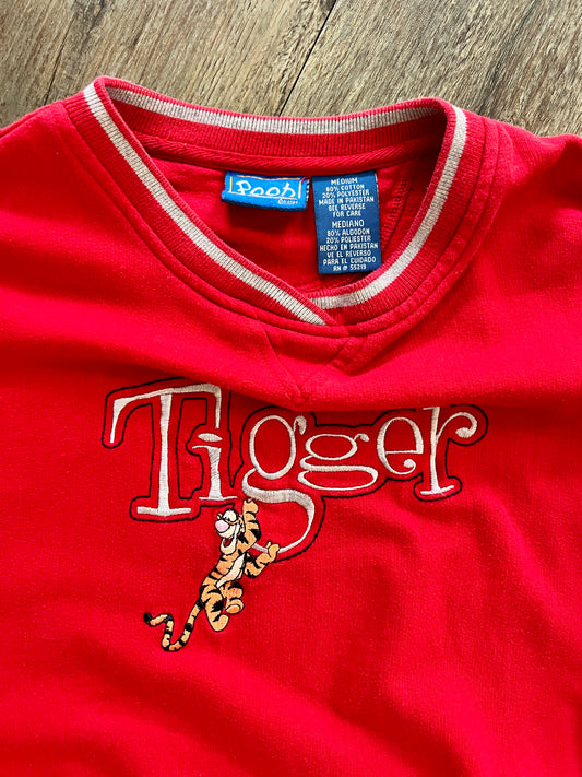 904 -KIDS Red Embroidered Tigger Crewneck - YM
