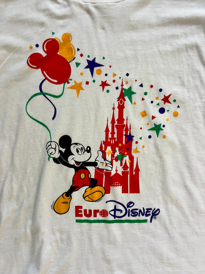 910 -White EuroDisney Mickey Balloon & Castle Shirt - NT/L