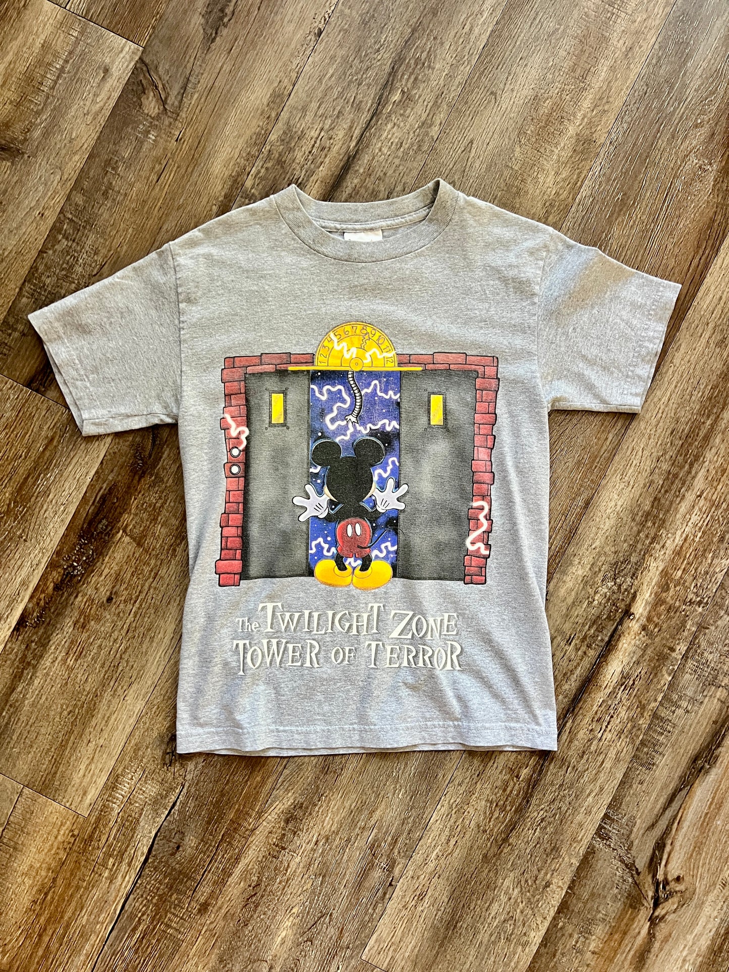 914 -Grey Tower of Terror Mickey Elevator Shirt - S