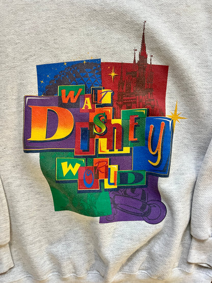 917 -Heather Grey Colorblock 4 Parks WDW Logo Crewneck - M