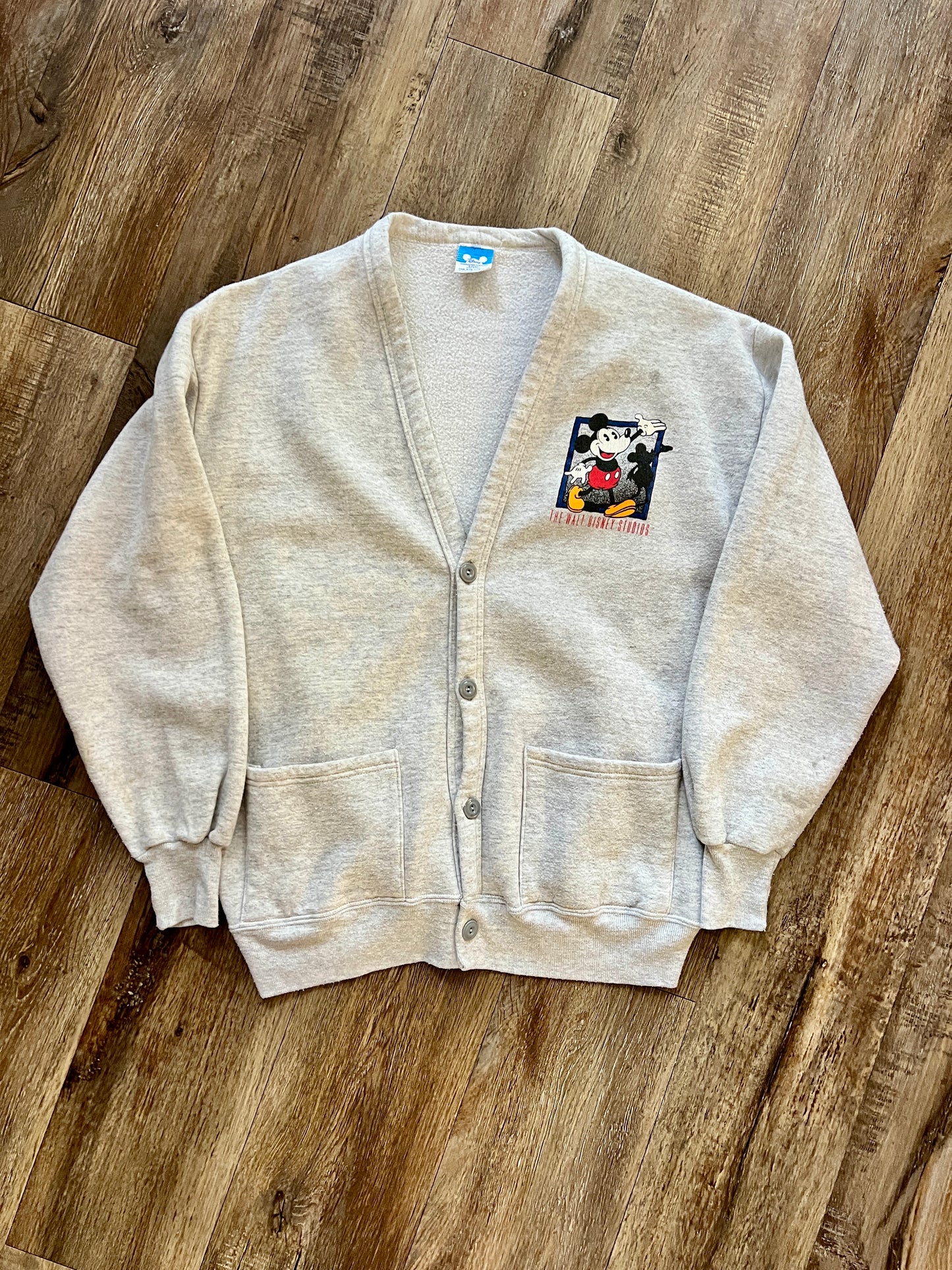 919 -Grey Waving Mickey WDS Button Up Sweatshirt - OSFA