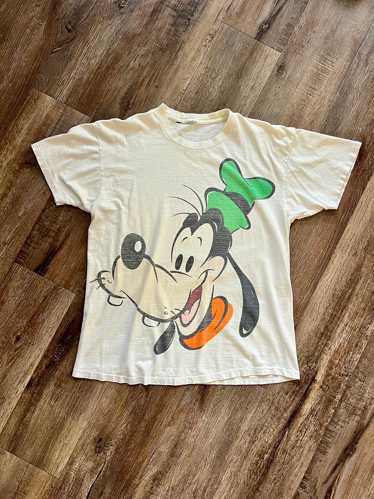 920 -White Big Face Goofy Disneyland Shirt - L