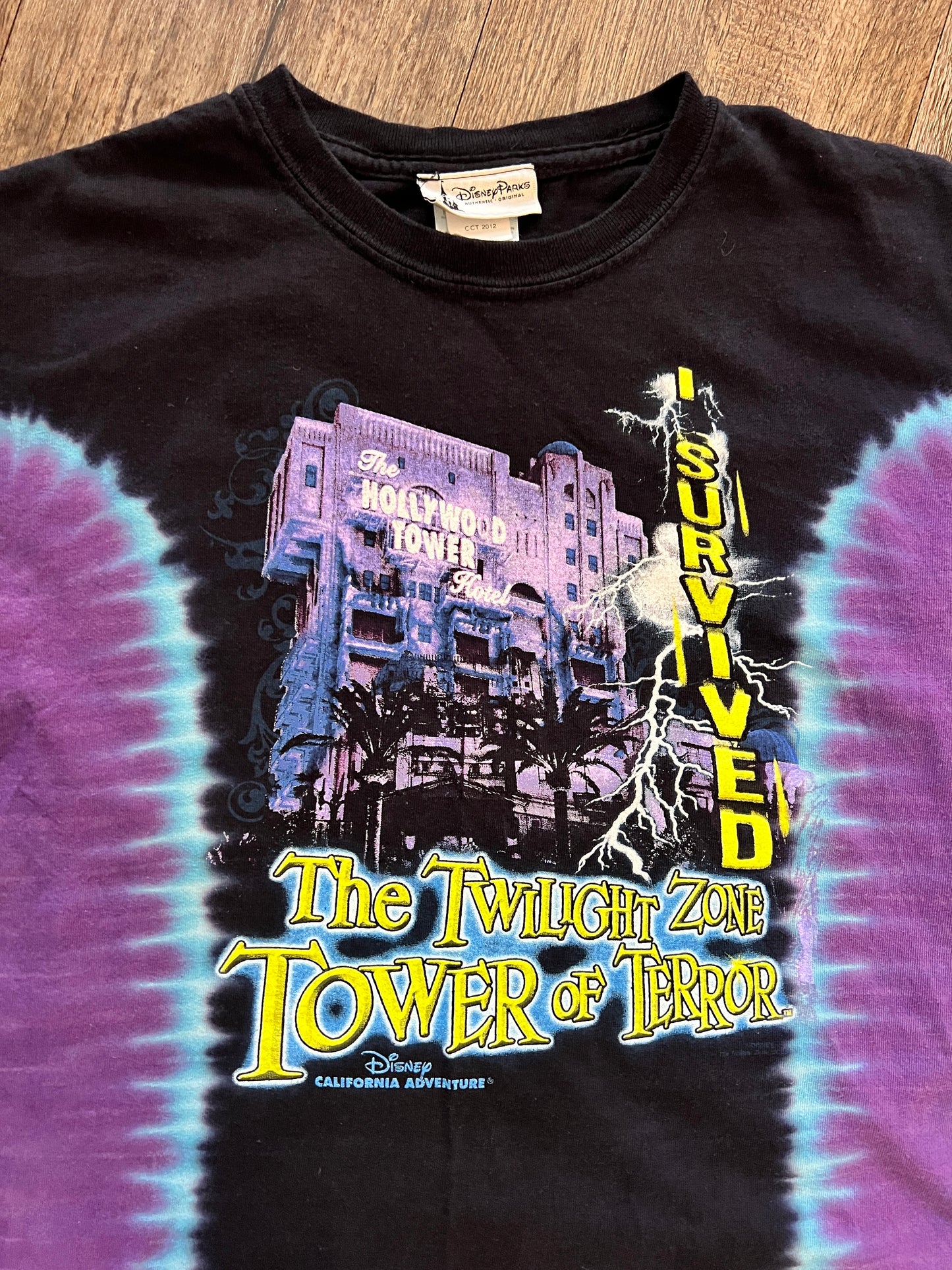 925 - KIDS Black & Purple Tie-Dye I Survived Tower of Terror Shirt - YM