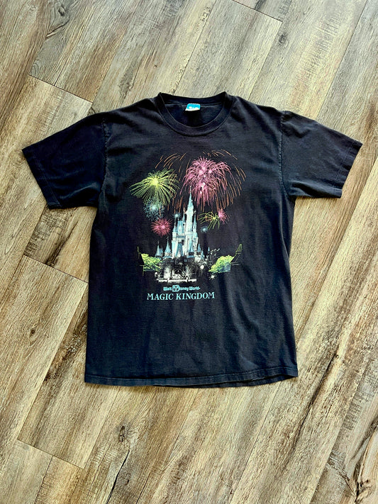 929 -Black Cinderella Castle Fireworks Magic Kingdom Shirt - XL