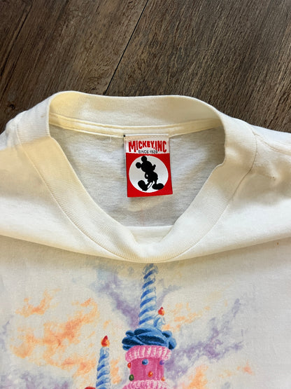 935 -White This Is Now That Was Then 25th Anniversary Cinderella Castle Shirt - L