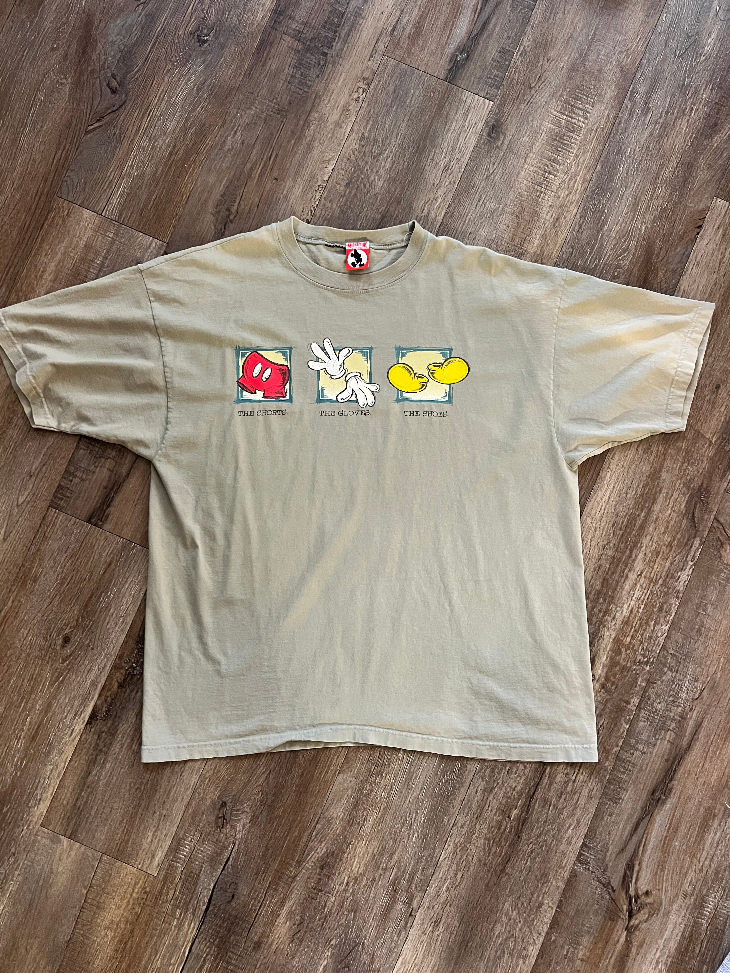 938 -Sage Green The Shorts, The Gloves, The Shoes Mickey Mouse Character Shirt - XL