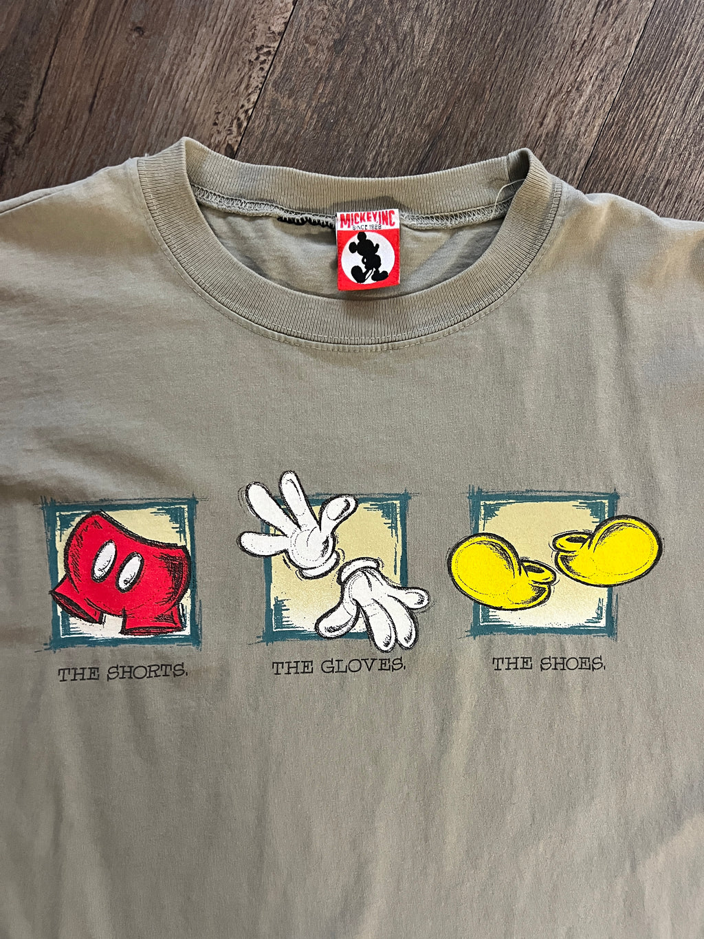 938 -Sage Green The Shorts, The Gloves, The Shoes Mickey Mouse Character Shirt - XL