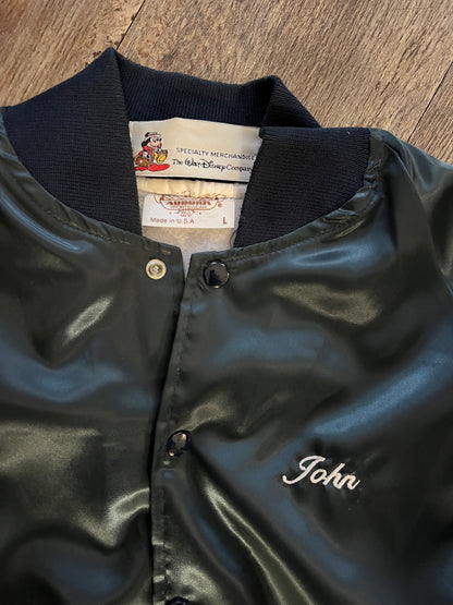 940 -Blue Satin Embroidered Reedy Creek Energy Services Bomber Jacket - L